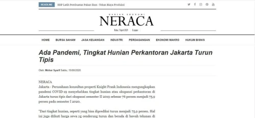 Ada Pandemi, Tingkat Hunian Perkantoran Jakarta Turun Tipis | KF Map – Digital Map for Property and Infrastructure in Indonesia